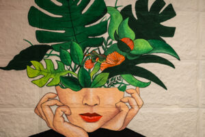 illustration of woman with plants