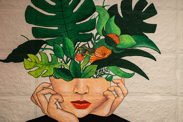 illustration of woman with plants